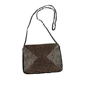 Beaded Black & Gold Evening Bag